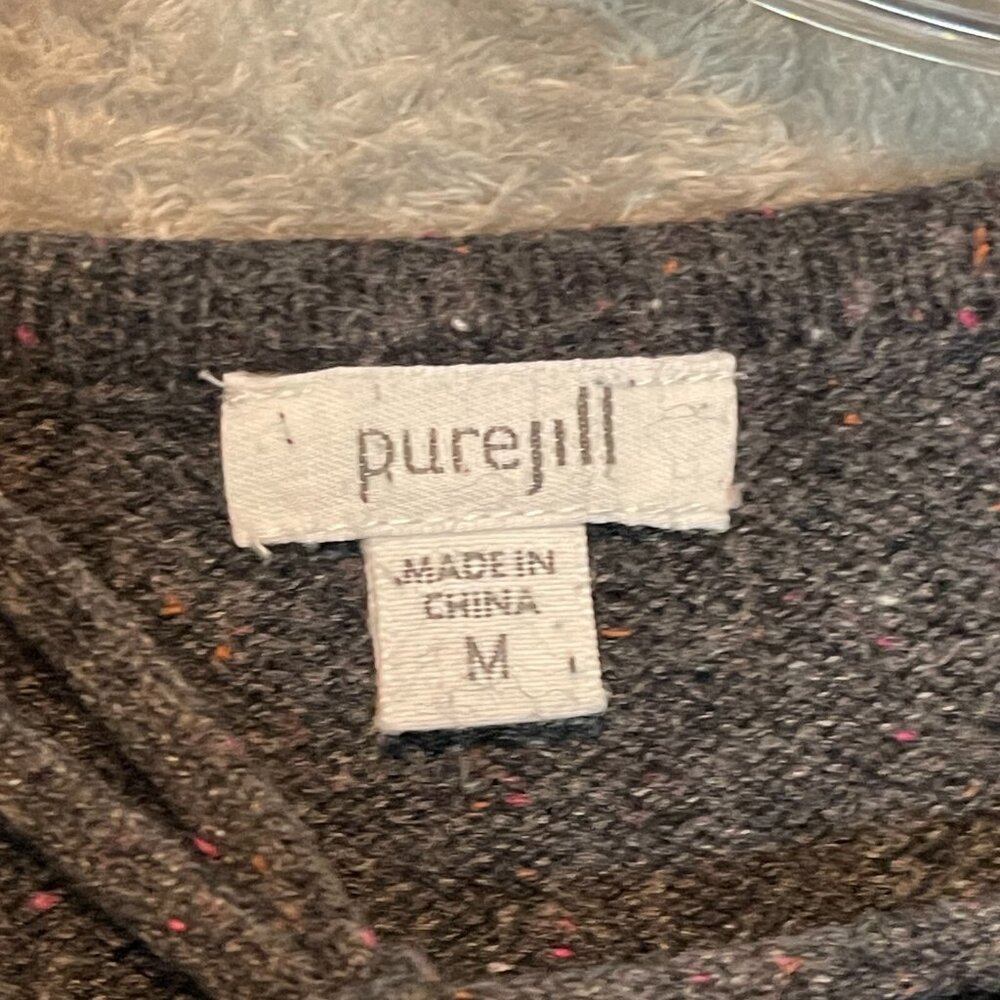 Pure Jill Women Speckled Wool Blend Lagenlook Goblincore Keyhole Tunic Sweater M - Picture 7 of 13